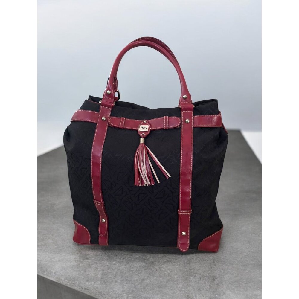 Jones New York Black Brick Red Large Handbag Purse Tote